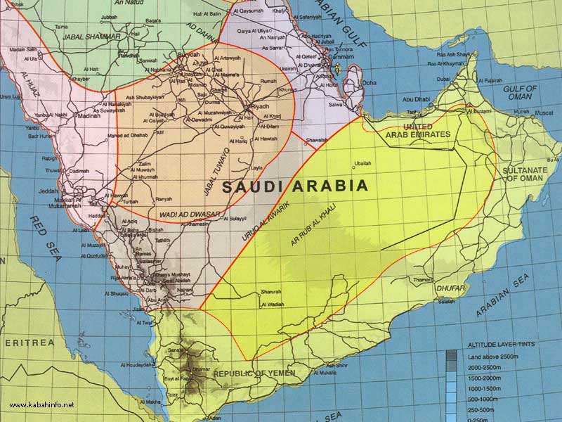 Map of The kingdom of Saudi Arabia